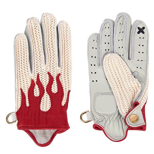 [인다이스  니트 글러브] Summer Knit Flaming WHITE &amp; RED COMBI Gloves X SMART TOUCH (DEER/KNIT/RED/WHITE)
